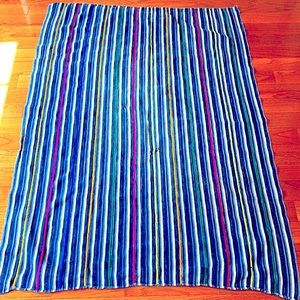 Vintage Indigo Handmade Multicolor Striped Textile Throw